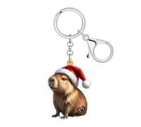 NEWEI Acrylic Cute Capybara Keychain Keyring Holiday Gifts for Women Girls Animal Lovers, Capybara Gifts Car Keys Accessories (Red)