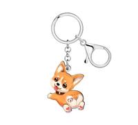 NEWEI Acrylic Cute Corgi Keychain Key Ring Corgi Gifts for Women Girls Dog Mom Puppy Pets Lovers Car Keys Wallet Accessories (Yellow)