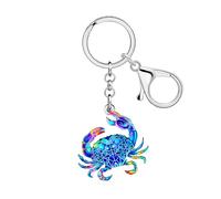 NEWEI Acrylic Cute Crab Keychain Ring Sea Animals for Women Girls Beach Vacation Gifts Car Keys Backpack Wallet Accessories (Blue)