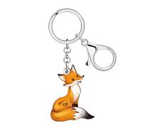 NEWEI Acrylic Cute Fox Keychain Car Keys Wallet Backpack Key Rings Accessories Fox Gifts for Women Girls Animal Lovers Charms (Orange)