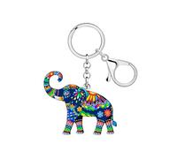 NEWEI Acrylic Cute Jungle Elephant Keychain Keyring Boho Gifts for Women Girls Car Keys Backpack Animal Lovers Accessories (Blue)