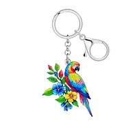 NEWEI Acrylic Cute Parrot Keychain Key Ring Parrot Gifts for Women Girls Bird Lovers Car Keys Wallet Bag Backpack Accessories (Multicolour)