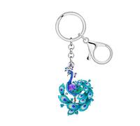 NEWEI Acrylic Cute Peacock Keychain Car Keys Wallet Keyring Rings Accessories Bird Gifts for Women Girls Bird Lovers Charms (Green)
