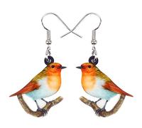 NEWEI Acrylic Cute Robin Bird Earrings Fashion Jewellery Drop Dangle Charms for Women Girls Children Gift, M, Acrylic, No Gemstone