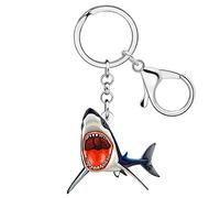 NEWEI Acrylic Cute Shark Keychain Key Ring Sea Animals Shark Gifts for Women Girls Beach Car Keys Backpack Wallet Accessories (Red)