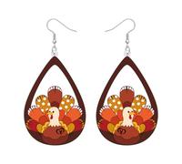 NEWEI Acrylic Cute Thanksgiving Fall Turkey Teardrop Dangle Earrings Chicken Gifts for Women, Novelty Festive Jewellery Fall Gifts for Chicken Lovers Accessories (Brown)