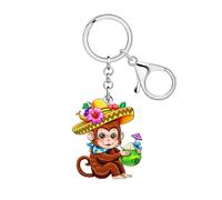 NEWEI Acrylic Cute Tropical Monkey Keychain Keyring Hawaiian Beach Gifts for Women Beach Lovers Car Keys Backpack Accessories (Brown)