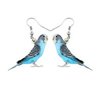 NEWEI Acrylic Elegant Long-tailed Parakeet Parrot Earrings Dangle Drop For Women Girl Sweet Bird Jewelry Charm Gifts (Blue)