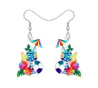 NEWEI Acrylic Fun Hawaiian Island Theme Charm Tropical Coconut Palm Tree Dangle Earrings Cute Sea Animal Crab Dangling Earrings Summer Jewellery for Women Beach Holiday Party Gifts (Colorful)