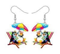 NEWEI Acrylic Funny Beach Penguin Earrings Cute Hawaii Unique Beer and Umbrella Design Dangle Summer Jewellery Animal Penguin Gifts for Women Vacation Lovers (Colorful)