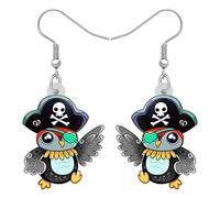 NEWEI Acrylic Halloween Sweet Pirate Skull Earrings Drop Dangle Fashion Charms Jewelry For Women Girls Gift (Owl)