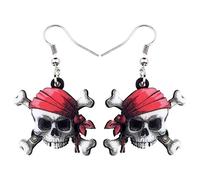 NEWEI Acrylic Halloween Sweet Pirate Skull Earrings Drop Dangle Fashion Charms Jewelry For Women Girls Gift (Multicolor)