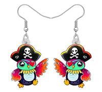 NEWEI Acrylic Halloween Sweet Pirate Skull Earrings Drop Dangle Fashion Charms Jewelry For Women Girls Gift (Owl B)