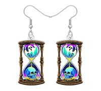 NEWEI Acrylic Horror Sandglass Ghost Skull Dangle Earrings Halloween Gifts for Women, Spooky Quirky Gothic Style Halloween Costume Jewellery Accessories (Blue)
