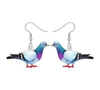 NEWEI Acrylic Pigeon Bird Earrings Big Long Drop Dangle Sweet Parrot Animal Jewelry For Women Girl Charm Gift (Pigeon A)