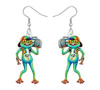 NEWEI Acrylic Sweet Cartoon Skateboard Frog Earrings Drop Dangle Big Long Fashion Animal Jewelry For Women Girls Teens Charms (Music)
