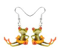 NEWEI Acrylic Sweet Cartoon Skateboard Frog Earrings Drop Dangle Big Long Fashion Animal Jewelry For Women Girls Teens Charms (Yellow)