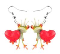 NEWEI Acrylic Sweet Cartoon Skateboard Frog Earrings Drop Dangle Big Long Fashion Animal Jewelry For Women Girls Teens Charms (Cherry)