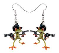 NEWEI Acrylic Sweet Cartoon Skateboard Frog Earrings Drop Dangle Big Long Fashion Animal Jewelry For Women Girls Teens Charms (Black)