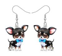 NEWEI Acrylic Sweet Chihuahua Dog Earrings Dangle Drop For Women Kids Puppy Animal Pet Jewelry Gift Charm (Black Chihuahua A)