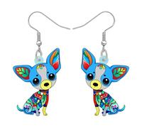 NEWEI Acrylic Sweet Chihuahua Dog Earrings Dangle Drop For Women Kids Puppy Animal Pet Jewelry Gift Charm (Navy)