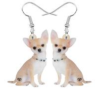 NEWEI Acrylic Sweet Chihuahua Dog Earrings Dangle Drop For Women Kids Puppy Animal Pet Jewelry Gift Charm (White)