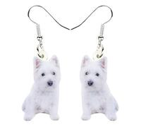 NEWEI Acrylic Sweet West Highland White Terrier Dog Earrings Dangle Drop For Women Pet Ornaments Jewelry Gifts Charm, Acrylic