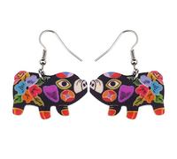 NEWEI Cute Acrylic Valentines Pink Pig Earrings Dangle Funny Piggy Jewelry for Women Charm, Acrylic, No Gemstone