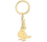 NEWEI Cute Bird Gifts for Bird Lovers Women Stainless Steel Parrot Hummingbird Keychain Couple Birds Keyrings Car Accessories, Cockatiel Parrot Gold B, W2L2
