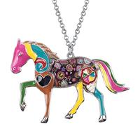 NEWEI Cute Enamel Horse Necklace Gifts Horse Pendant Jewelry for Women Girls Horse Loves Charms (Yellow)