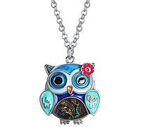 NEWEI Cute Enamel Owl Necklace Pendant for Women Jewelry Gifts, M, Zinc, No Gemstone