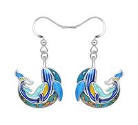 NEWEI Cute Enamel Whale Octopus Jellyfish Shark Earrings Dangle Beach Jewelry for Women Girls Sea Animals Gifts (1-Blue Whale)