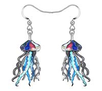 NEWEI Cute Enamel Whale Octopus Jellyfish Shark Earrings Dangle Beach Jewelry for Women Girls Sea Animals Gifts (Blue Jellyfish)