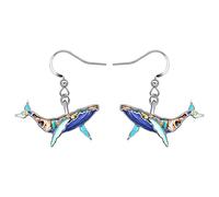 NEWEI Cute Enamel Whale Octopus Jellyfish Shark Earrings Dangle Beach Jewelry for Women Girls Sea Animals Gifts (2-Blue Whale)
