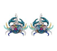 NEWEI Cute Enamel Whale Octopus Jellyfish Shark Earrings Dangle Beach Jewelry for Women Girls Sea Animals Gifts (Blue Crab)