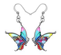 NEWEI Cute Floral Enamel Butterfly Earrings Dangle Insect Ornaments Jewelry for Women Girls Butterfly Gifts Charms (Multicolor)