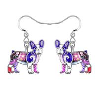 NEWEI Cute French Bulldog Gifts for Women French Bulldog Earrings Dangle Dog Jewelry Teen Girls Dog Mom Charms (Violet)