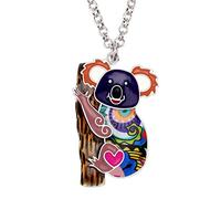 NEWEI Dainty Enamel Australian Koala Necklace Pendant Jungle Animals Necklace Jewelry Gifts for Women Girls (Purple)