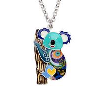 NEWEI Dainty Enamel Australian Koala Necklace Pendant Jungle Animals Necklace Jewelry Gifts for Women Girls (Blue)