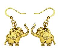 NEWEI Drop Dangle Acrylic Sweet Jungle Elephant Earrings For Women Girls Fashion Animal Jewelry Gift (Antique Gold)