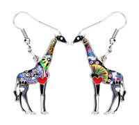 NEWEI Enamel Alloy Cute African Giraffe Earrings Dangle Drop Giraffe Jewelry for Women Girls Gift Charms (Black)