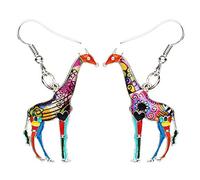 NEWEI Enamel Alloy Cute African Giraffe Earrings Dangle Drop Giraffe Jewelry for Women Girls Gift Charms (Multicolor)