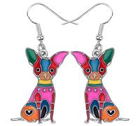 NEWEI Enamel Alloy Cute Unique Chihuahua Dog Earrings Drop Dangle Fashion Dog Jewelry for Women Girls Gift Charms (Multicolor)
