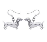NEWEI Enamel Alloy Dachshund Dog Earrings Dangle Drop Fashion Cute Animal Jewelry For Women Girls Gift Charms (Silver)