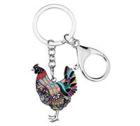 NEWEI Enamel Alloy Hen Chicken Keychain Keyrings for Women Girls Cute Chicken Gift (Black)