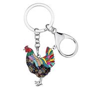 NEWEI Enamel Alloy Hen Chicken Keychain Keyrings for Women Girls Cute Chicken Gift (Multicolor)