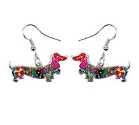 NEWEI Enamel Cute Dachshund Dog Earrings Dangle for Women Girls Charms Dachshund Gift