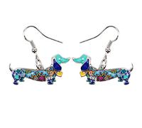 NEWEI Enamel Cute Dachshund Dog Earrings Dangle for Women Girls Charms Dachshund Gift