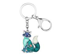 NEWEI Enamel Cute Fox Keychain Keyrings for Women Kids Purse Bag Charms (Blue)