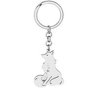 NEWEI Enamel Cute Fox Keychain Keyrings for Women Kids Purse Bag Charms (Silver-Plated)